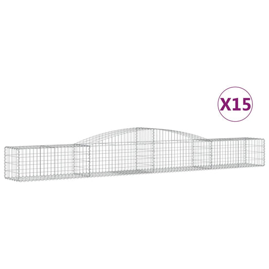 Cestas De Gaviones 15 Uds Forma De Arco Hierro 400x50x40/60 Cm_0