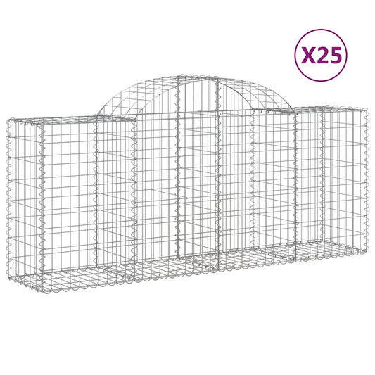 Cestas De Gaviones 25 Uds Forma De Arco Hierro 200x50x80/100 Cm_0