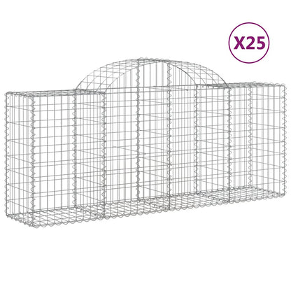 Cestas De Gaviones 25 Uds Forma De Arco Hierro 200x50x80/100 Cm_0