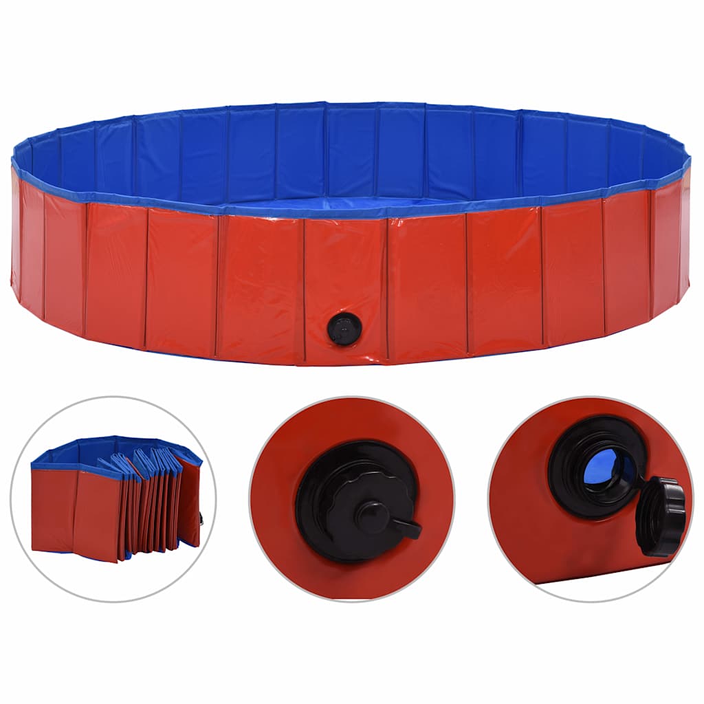 Piscina Para Perros Plegable Pvc Rojo 160x30 Cm_0