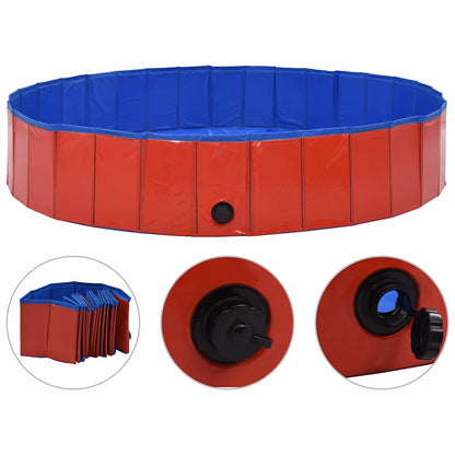 Piscina Para Perros Plegable Pvc Rojo 160x30 Cm_0
