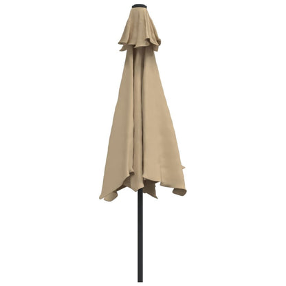 Vidaxl Sombrilla De Jardín Con Luces Led Palo De Acero Taupe 300cm_4