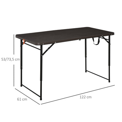 Outsunny Mesa Plegable Portátil Para Camping Mesa Auxiliar Multiusos Marrón 2_2