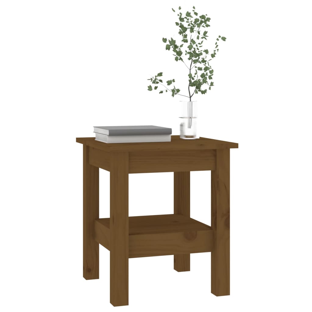 Mesa De Centro Madera Maciza De Pino Marrón Miel 35x35x40 Cm_3