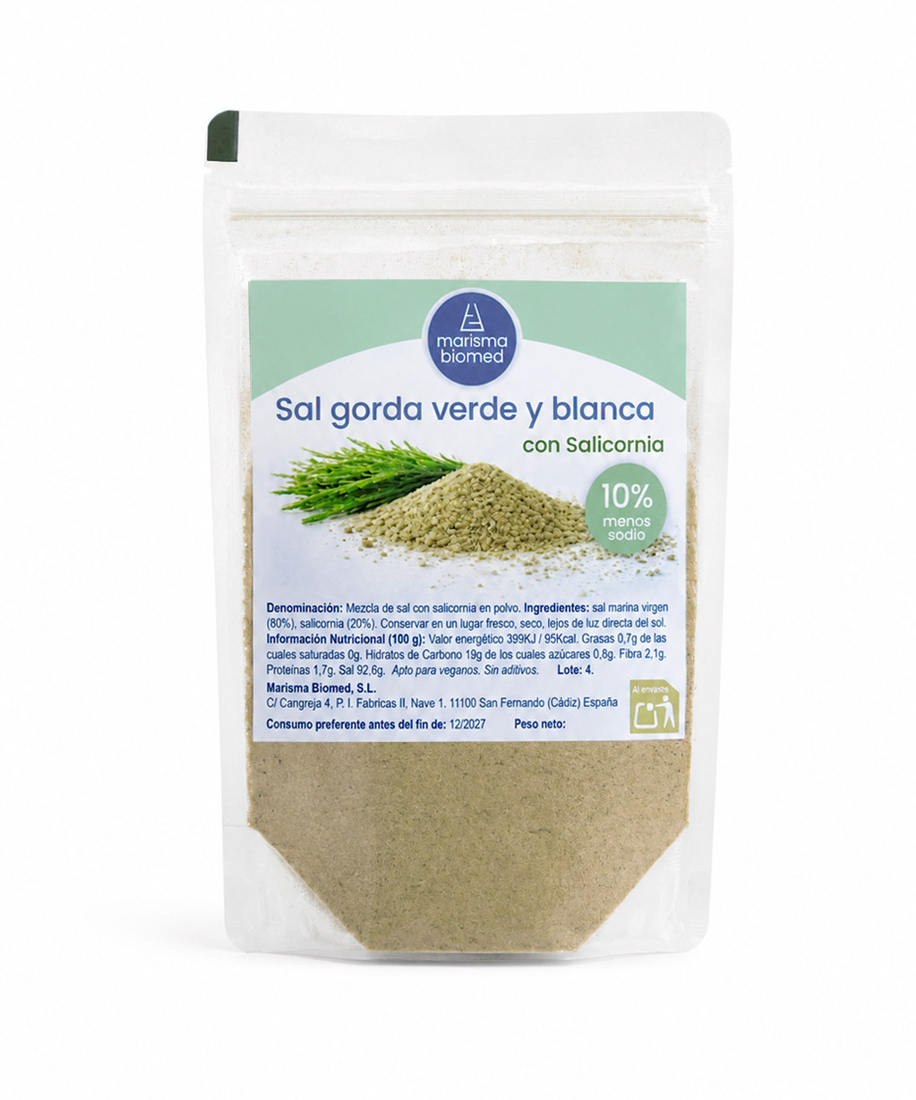 Sal Gorda Verde Y Blanca | Salicornia Y Sal Marina Virgen Bio | 10% Menos Sodio 250 g_1