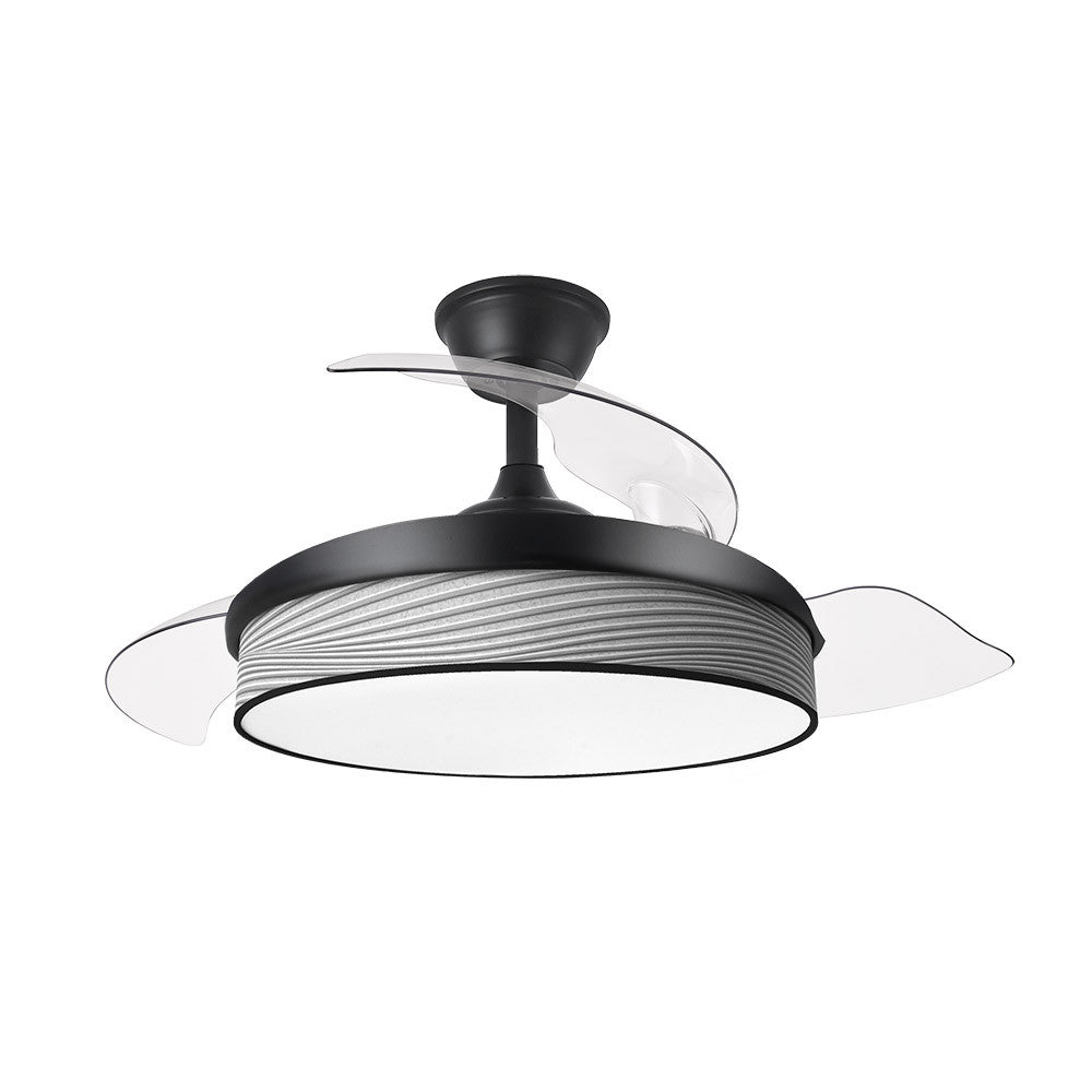 Ventilador Dc Moda 72w Negro/surco Gris 91d 3aspas 7200lm 3000-4000-6000k Remoto+ Memoria+ Temporizador_1