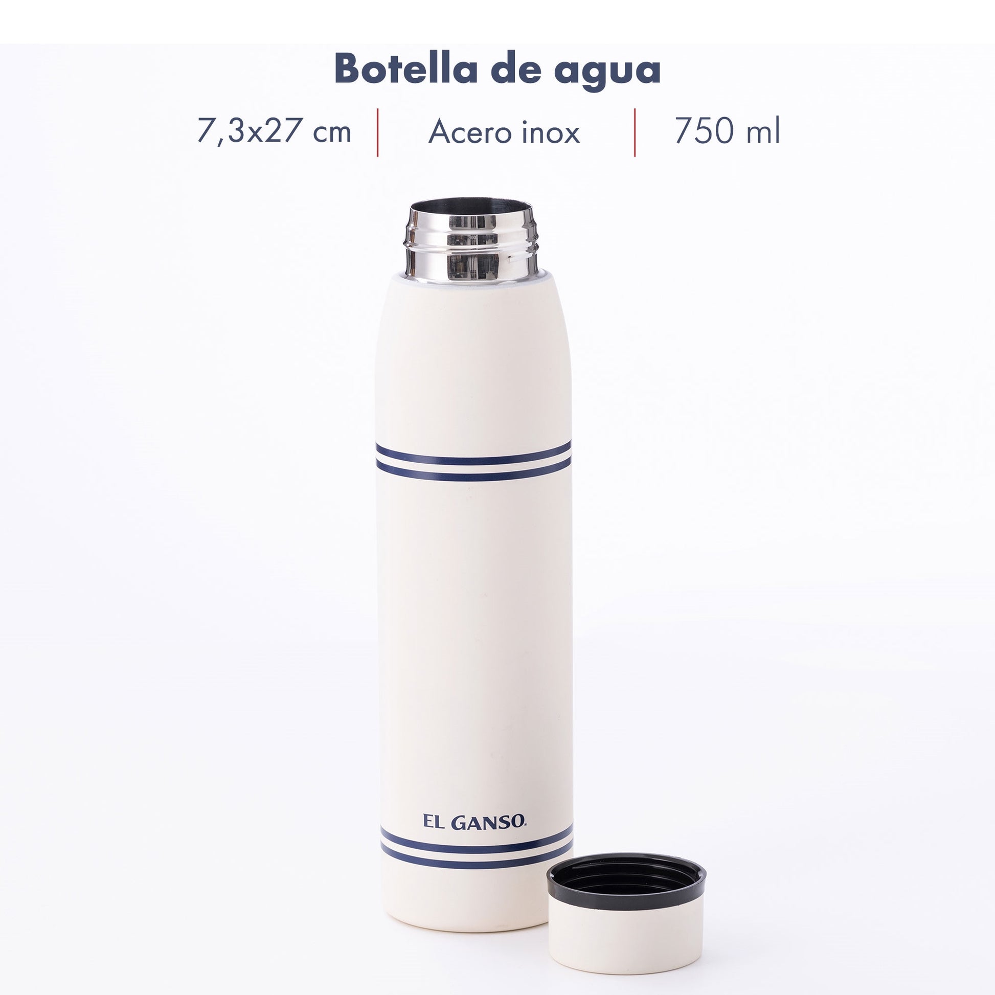 Botella De Agua 750ml En Acero Inoxidable Blanco El Ganso_1