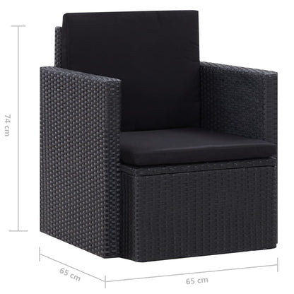 Vidaxl Sillón De Jardín Con Cojines Ratán Sintético Negro_2