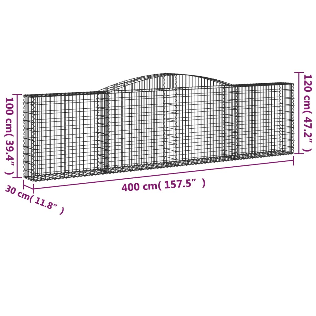 Cestas De Gaviones 20 Uds Forma De Arco Hierro 400x30x100/120cm_5
