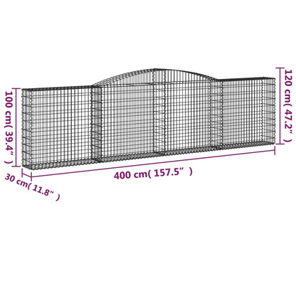 Cestas De Gaviones 3 Uds Forma De Arco Hierro 400x30x100/120 Cm_5