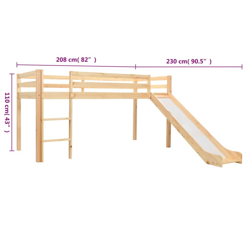 Vidaxl Cama Alta Para Niños Tobogán Y Escalera Madera Pino 97x208 Cm_2