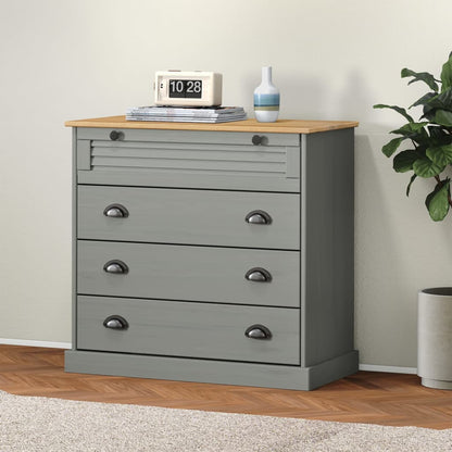 Cómoda Vigo Madera Maciza Pino Gris 80x40x76 Cm_0