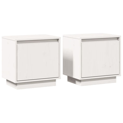 Mesitas De Noche 2 Uds Madera Maciza De Pino Blanco 40x30x40 Cm_0
