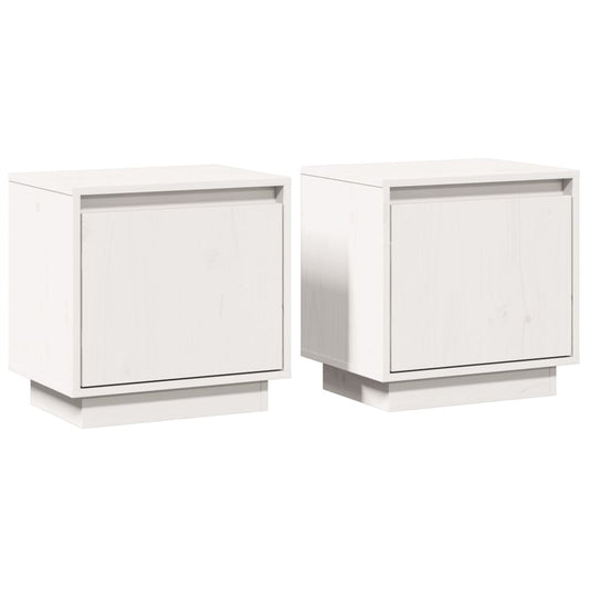 Mesitas De Noche 2 Uds Madera Maciza De Pino Blanco 40x30x40 Cm_0