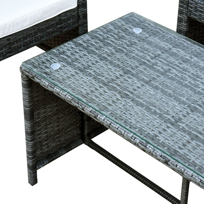 Outsunny Conjunto De Muebles De Jardín De Ratán Con 1 Sofá 2 Sillones Y 1 Mesa_3