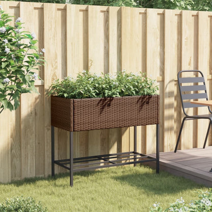 Jardinera Con Estante Ratán Sintético Marrón_2