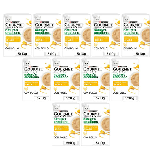 Embalagem de 11 x GOURMET Nature's Creations Exquisite Puree Snack Líquido com Frango e Abóbora 5x10g