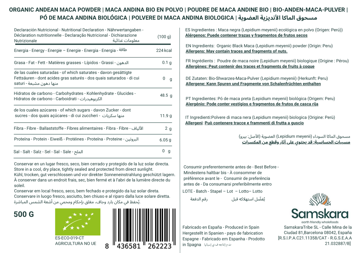 Maca Negra En Polvo Bio - 1kg (2 X 500g Envases Retail) | Superalimento Ecológico Vegano Para Batidos, Smoothies_1
