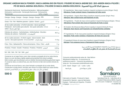 Maca Negra En Polvo Bio - 500g | Superalimento Ecológico Vegano Para Batidos, Smoothies Y Zumos, Sin Azúcares Añadidos_1