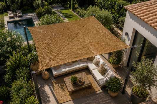 Toldo Vela Coco Natural Reforzado 3x3 M 60% Ocultación Para Jardín Terraza Pérgola_0