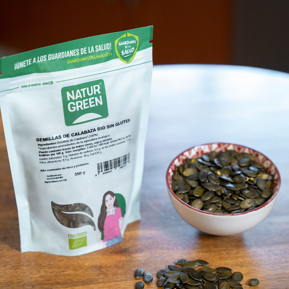 Sementes de abóbora biológicas, Naturgreen, 350 g