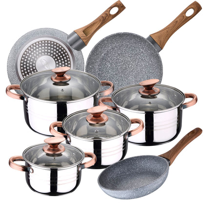 Bateria De Cocina 8 Piezas San Ignacio Premium Nona De Acero Inoxidable Con Juego De Sartenes (22/24/26 Cm) San Ignacio Daimiel En Aluminio Forjado_0