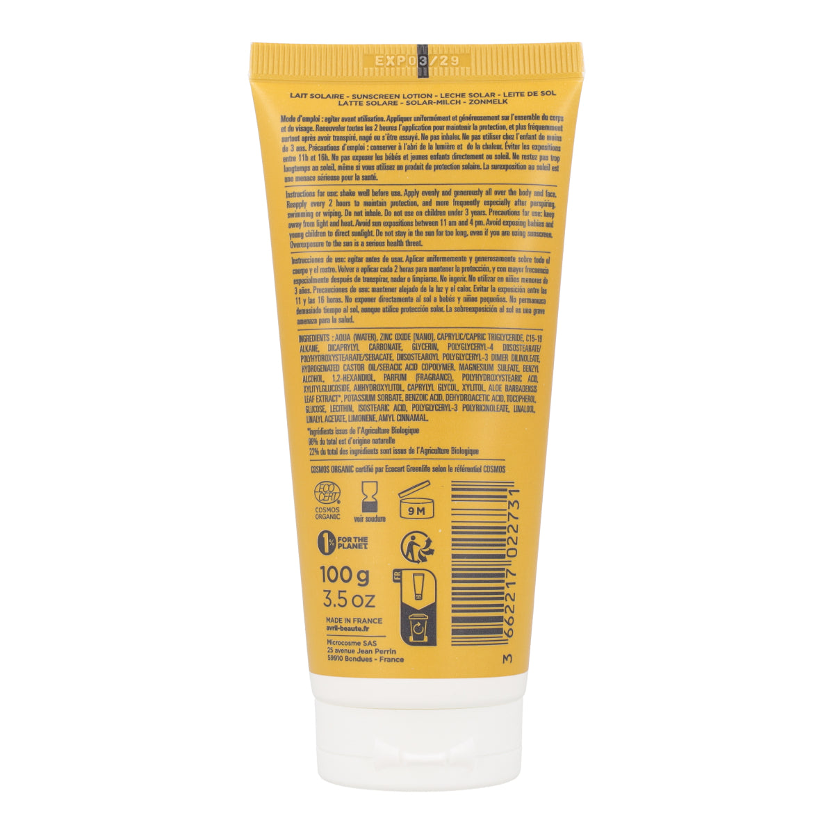 Crema Solar SPF 30 Cara & Cuerpo Avril 100 ml