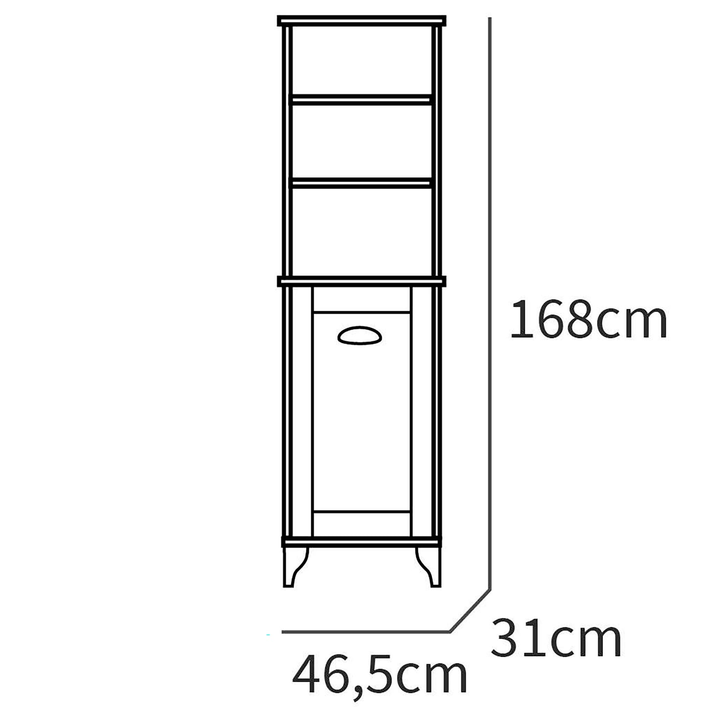 Columna De Baño, Mueble Auxiliar, Armario Alto Estilo Vintage 168x46,5x31 Cm Espacio Almacenaje, Briebe, Eterna, Blanco_5