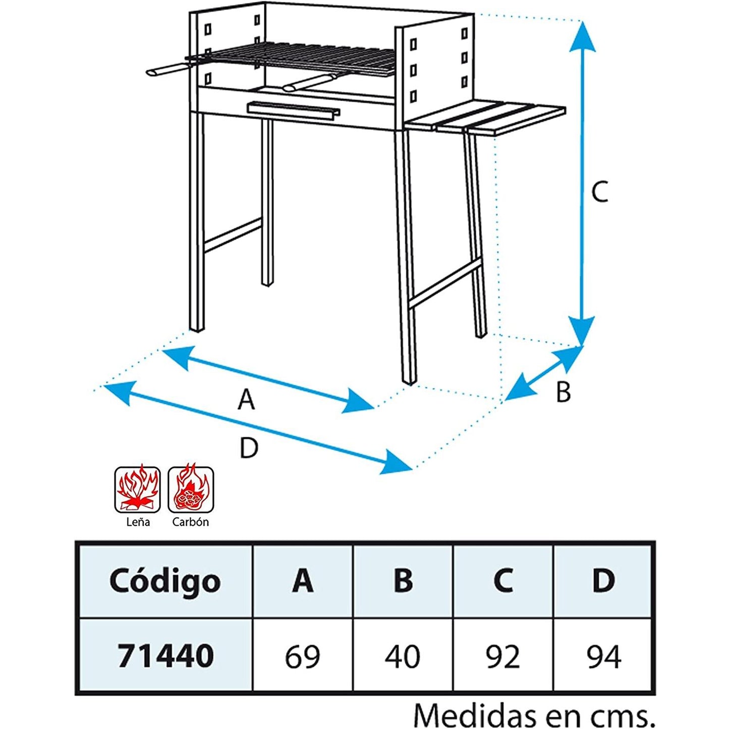 Grelhador com grelha em aço inoxidável e tabuleiro em madeira Imex el Zorro