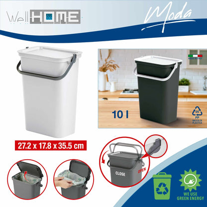 Set De 3 Papeleras moda 10l Blanco Con Asa_1
