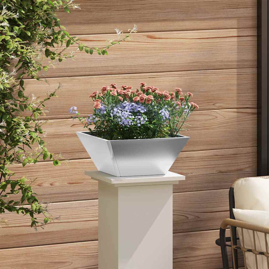 Macetero De Jardín Plateado 35 X 35 X 15 Cm Acero Galvanizado_3
