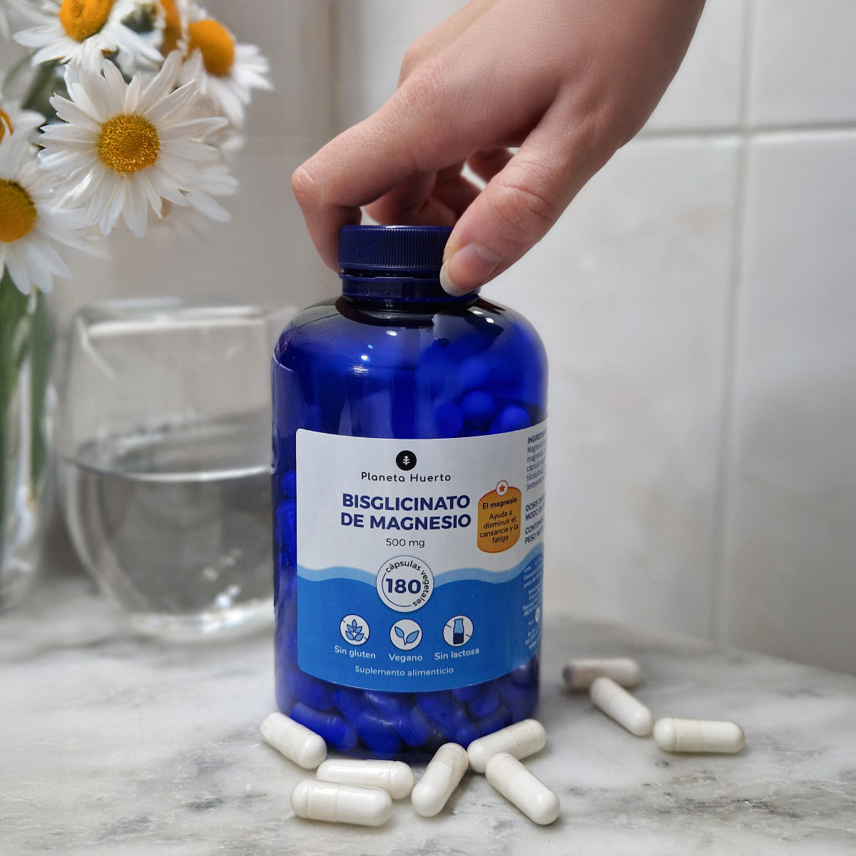 Embalagem 2xBisglicinato de Magnésio 500 mg Planeta Huerto 180 cápsulas