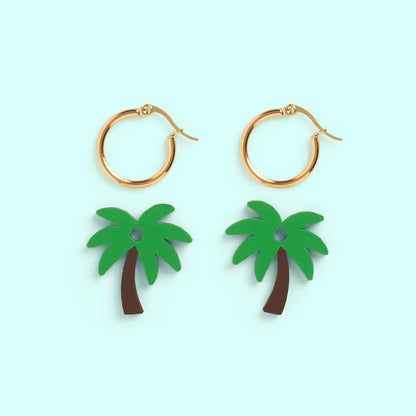 Pendientes Palmera - Aro de Acero Quirúrgico y Bañado en Oro de 18k - Nature Vibes_2