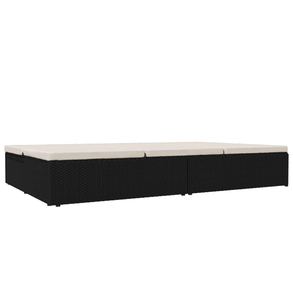 Vidaxl Tumbona Convertible Con Cojines De Ratán Sintético Negro_4