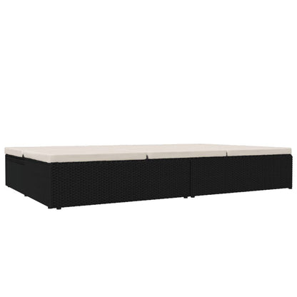 Vidaxl Tumbona Convertible Con Cojines De Ratán Sintético Negro_4