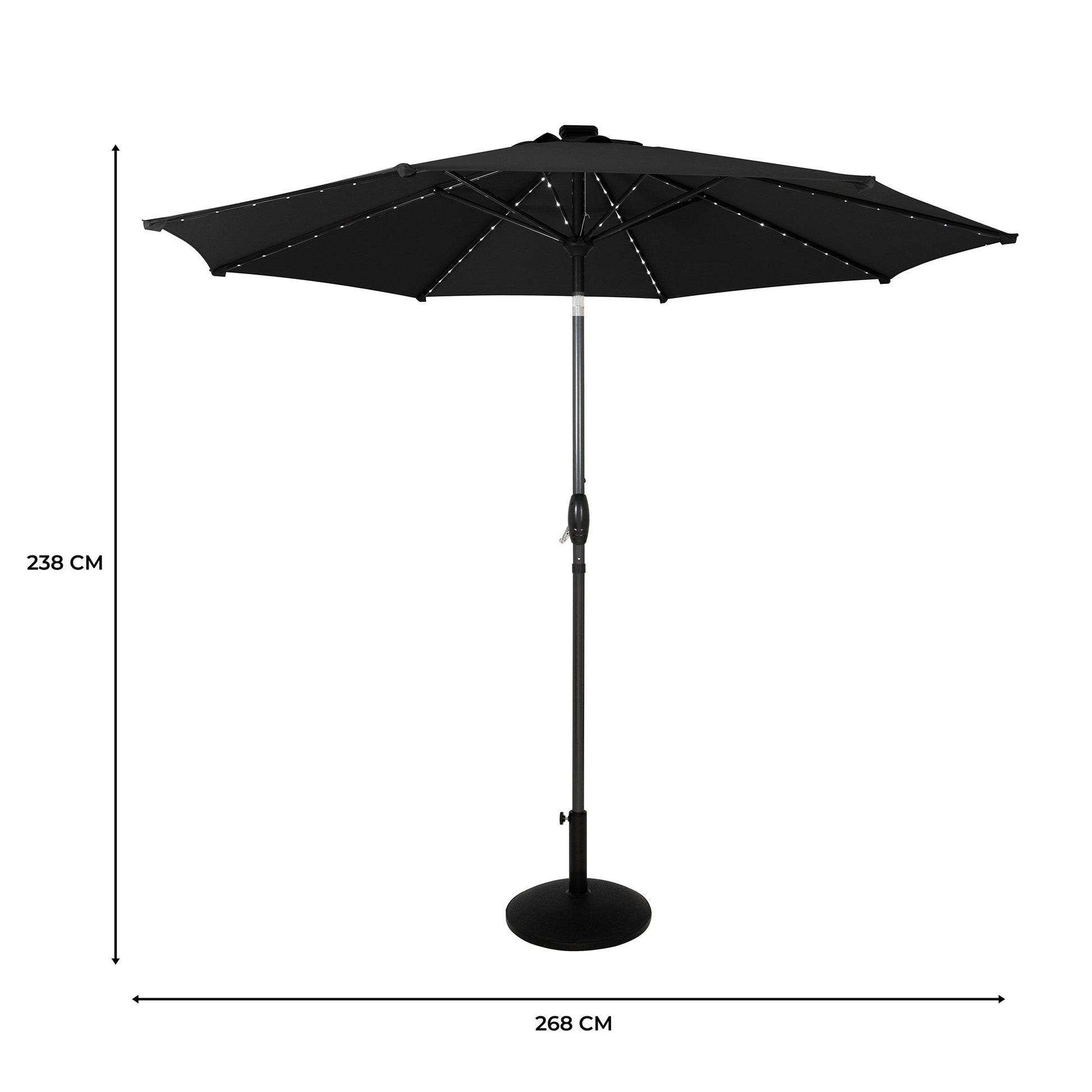 Parasol Led Inclinable 2,7 M Con Base – Negro_4