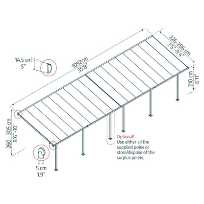 Canopy Fair Marquee Pérgola em alumínio 3x10,9 m Cinza