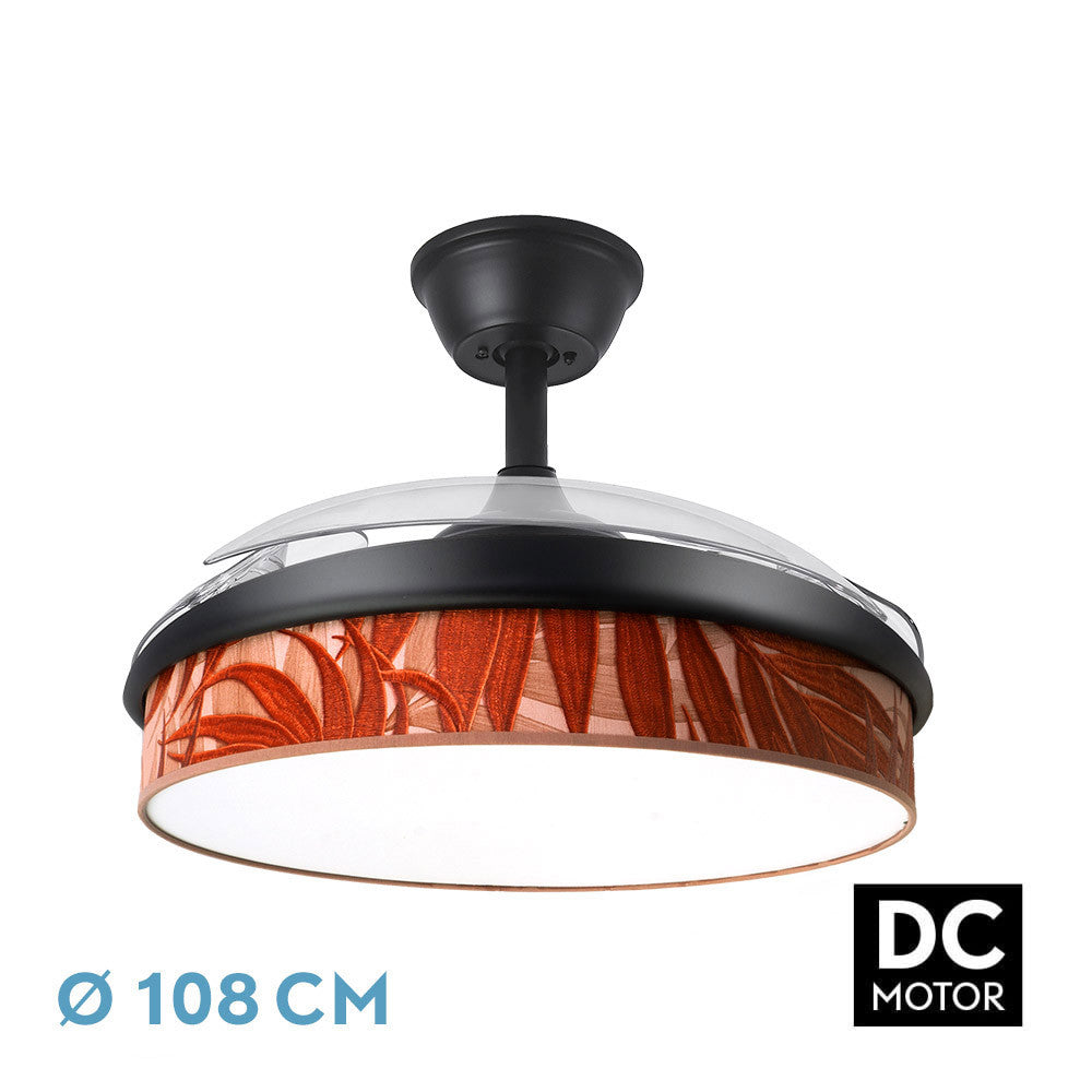 Ventilador Dc Moda 72w Negro/hoja Caldera 108d 3aspas 7200lm 3000k,4000k,6000k Remoto+memoria+temporizador_0