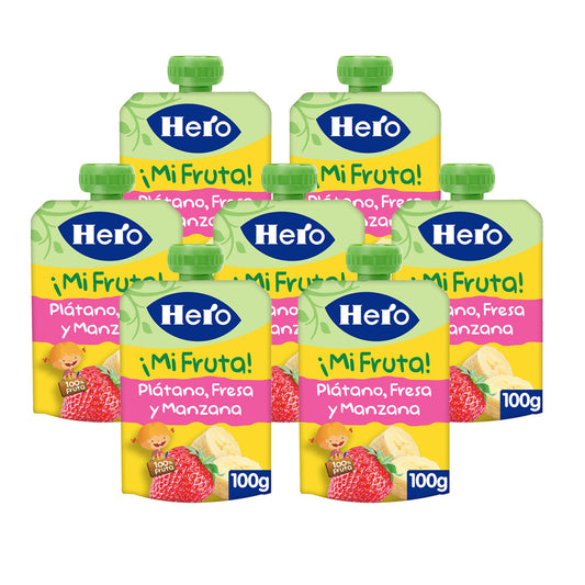 Pack de 7x Hero Banana Morango Maçã Iogurte Taça 100g