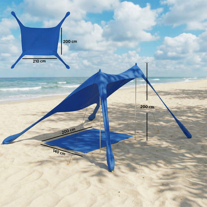 Toldo De Playa Outsunny Aluminio, Poliéster Azul 208x200x200 Cm_2