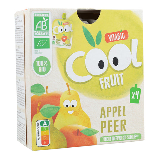 Embalagem de 4 saquetas Vitabio Cool Fruits Maçã e Pêra 90 g