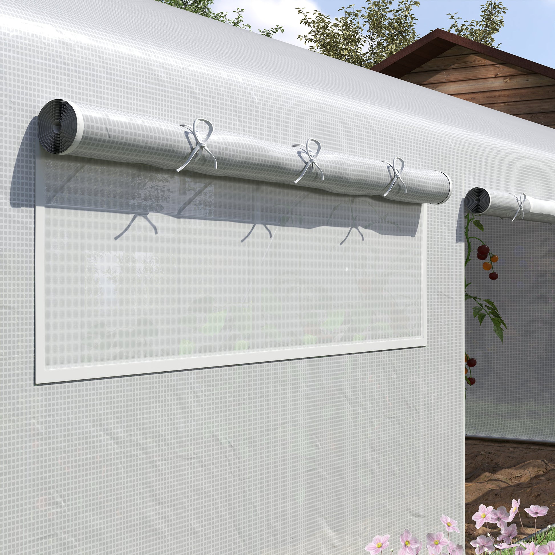 Outsunny Invernadero De Exterior 6x3x2 M Con 6 Ventanas De Malla Blanco_3