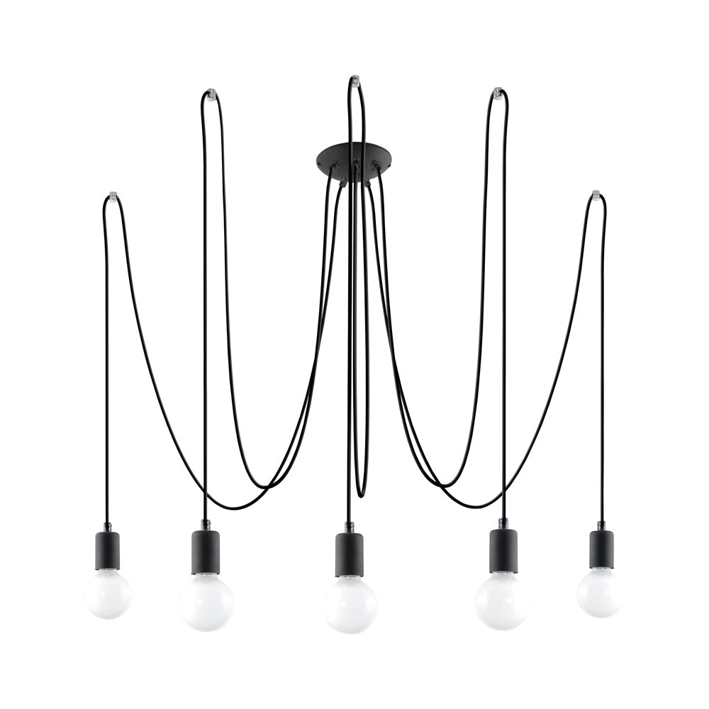 Lámpara Suspendida Edison 5 Negro, E27_0