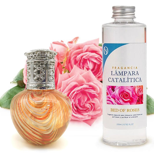 Lámpara Catalítica Orange Waves + Fragancia Bed Of Roses 200 Ml - Elimina Malos Olores, Impurezas Y Perfuma_0