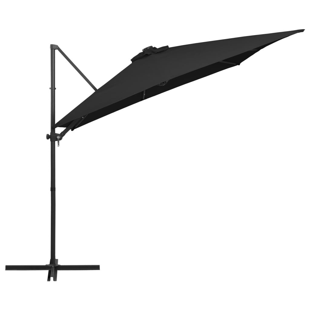 Vidaxl Sombrilla Voladiza Con Luces Led Y Poste Acero Negro 250x250 Cm_3