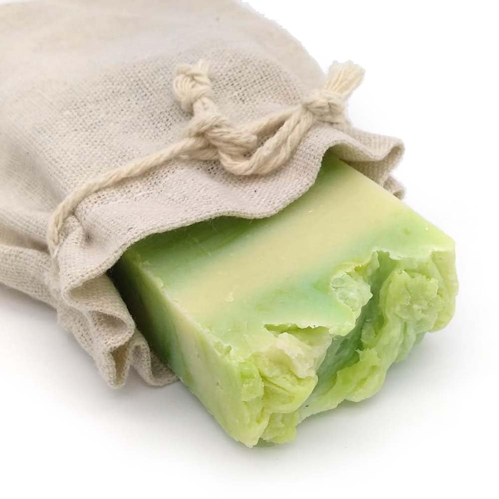 Jabón Natural Aloe Vera 90g En Bolsa Regalo De Yute - Piel Estropeada, Escamosa Y Muy Seca - Hidrata, Reafirma Y Repara_0