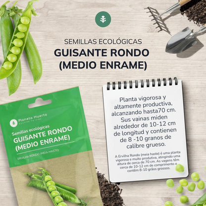 Sementes de ervilha redondas biológicas 1/2 cacho Planeta Huerto