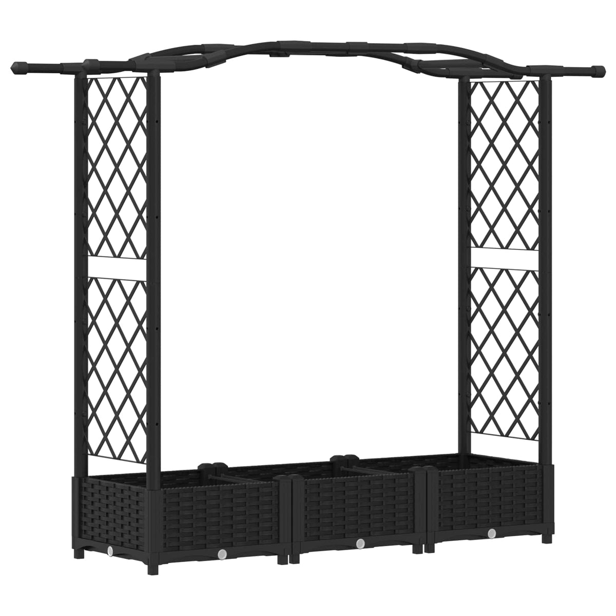 Cama Elevada Con Trellis Y Techo Negro 169 X 40 X 123 Cm Pp_0