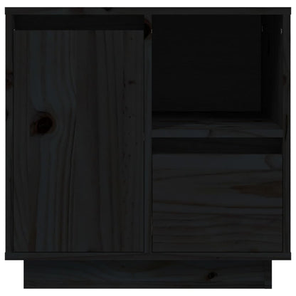 Mesita De Noche Madera Maciza De Pino Negro 50x34x50 Cm_4