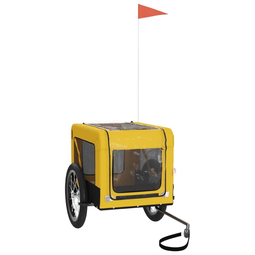 Vidaxl Remolque Bicicleta Mascotas Hierro Tela Oxford Amarillo Negro_3
